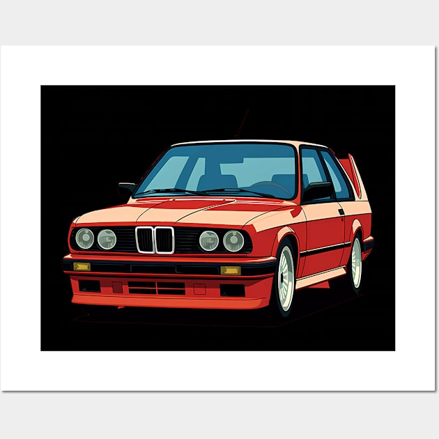 Red BMW E30 M3 Wall Art by carshirts 